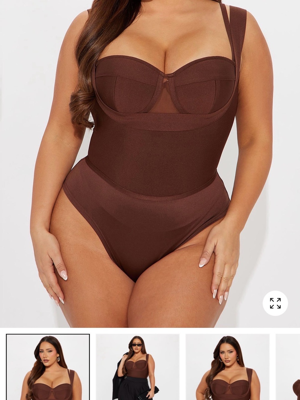 Fashion Nova Chocolate Brown Underwire Bodysuit